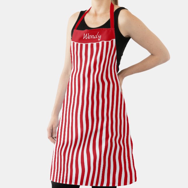 Striped Red and White Pattern Apron (Insitu)