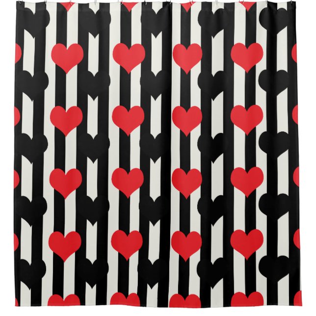 Striped Red Black Love Heart Pattern Design  (Front)