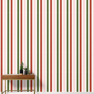 Striped Red Green Christmas Wallpaper