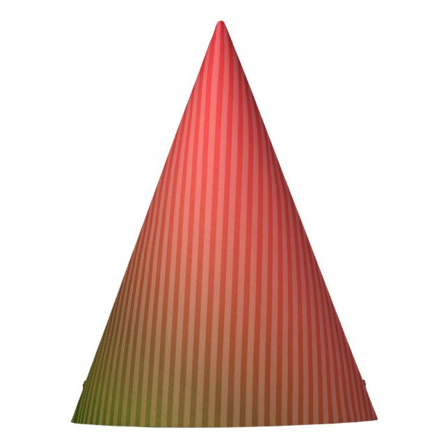 Striped, red , green , gradient   party hat (Front)