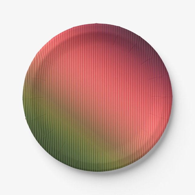 Striped, red , green , gradient  throw pillow paper plate (Front)
