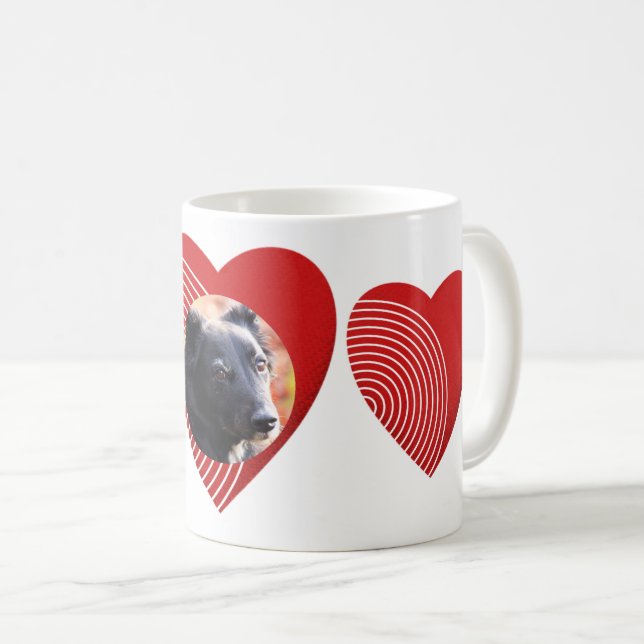 Striped Red Heart Coffee Mug (Front Right)