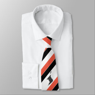 Striped Red White Black with Trinidad Map on WHITE Tie