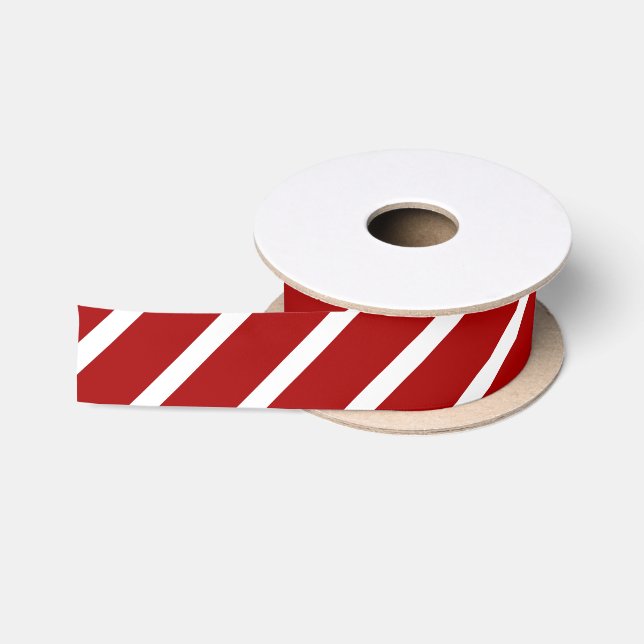 Striped Red White Satin Ribbon (Spool)