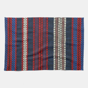Striped Retro Red White and Blue Hippy Stripes Kitchen Towel