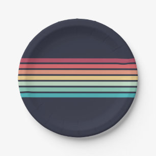 Striped Retro Stripes Paper Plate