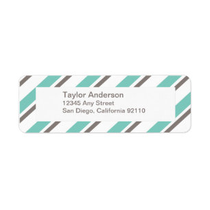 Striped Return Address Label - blue grey