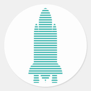 striped rocket classic round sticker