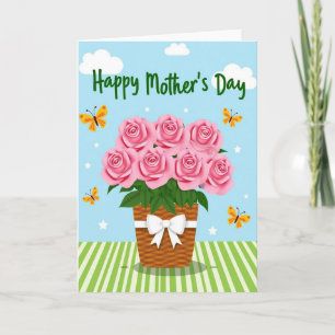 Striped Roses Mothers Day Card