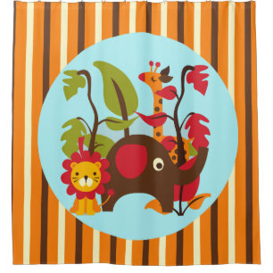 Striped Safari Wild Animals Giraffe Lion Elephant