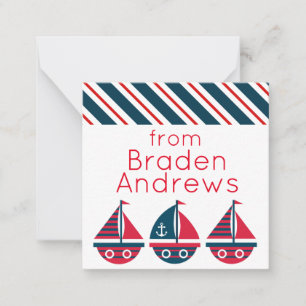 Striped Sailboats Gift Enclosure Cards