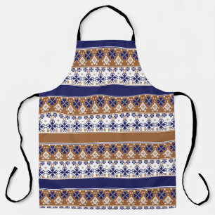 Striped scandinavian pattern brown blue apron