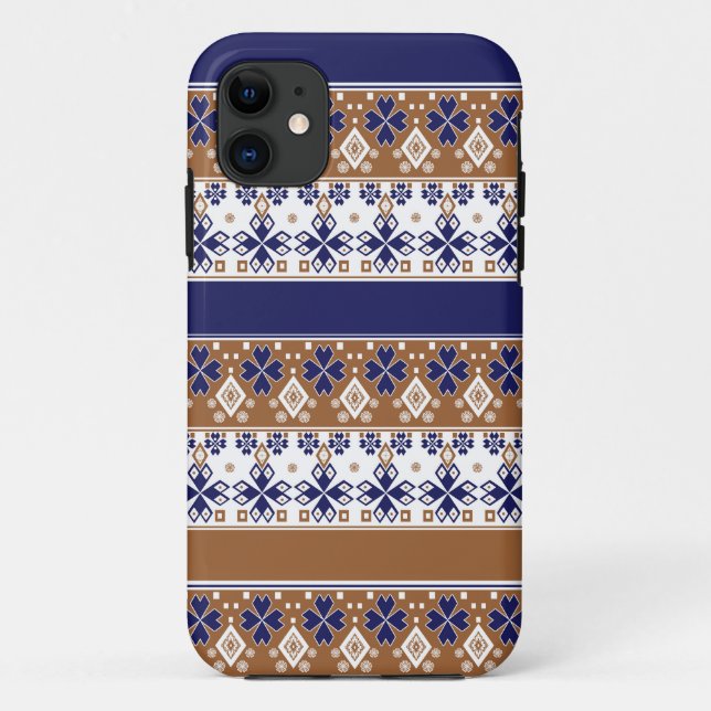 Striped scandinavian pattern brown blue Case-Mate iPhone case (Back)