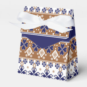 Striped scandinavian pattern brown blue favor box