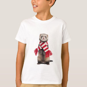 Striped Scarf Ferret Kids T-Shirt