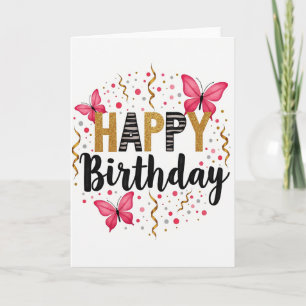 Striped Script Birthday Card
