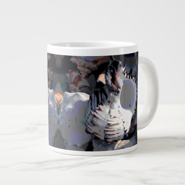 Striped Sea Shell Large Coffee Mug (Front Right)
