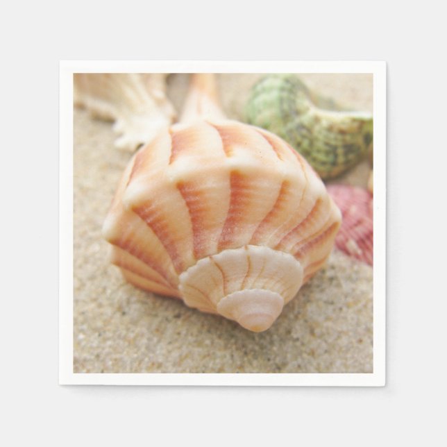Striped Sea Shell Lightning Whelk Napkin (Front)