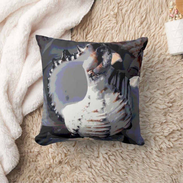 Striped Sea Shell Throw Pillow (Blanket)