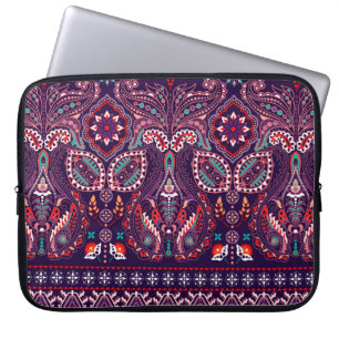 Striped seamless pattern. Floral wallpaper. Colorf Laptop Sleeve