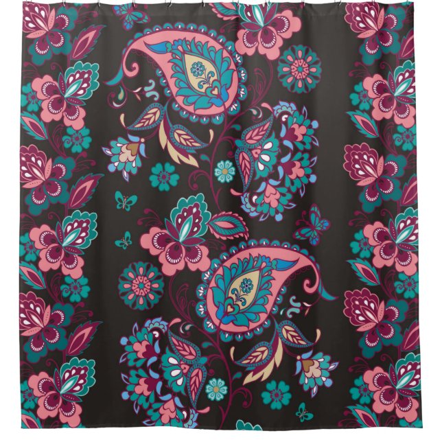 Striped seamless pattern with paisley on black bac (Front)