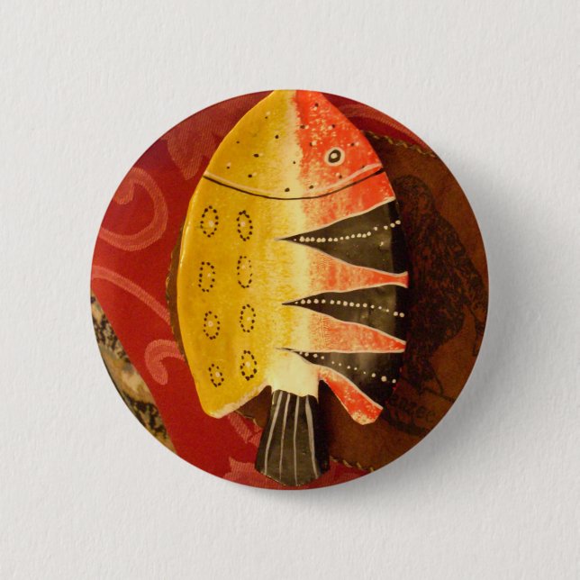 Striped Sensation Tiger Barb Fish Art Print 2 Inch Round Button (Front)