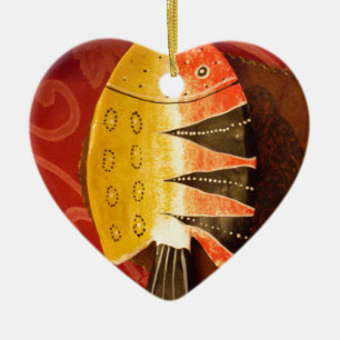 Striped Sensation Tiger Barb Fish Art Print Ceramic Ornament
