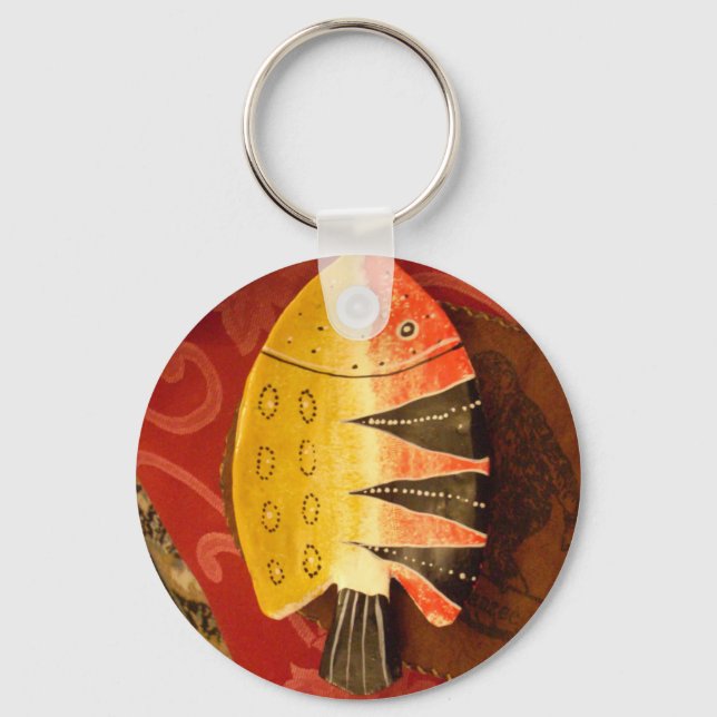 Striped Sensation Tiger Barb Fish Art Print Keychain (Front)