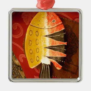 Striped Sensation Tiger Barb Fish Art Print Metal Ornament