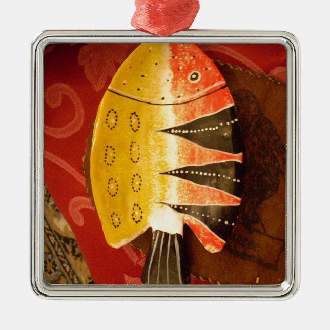 Striped Sensation Tiger Barb Fish Art Print Metal Ornament (Front)
