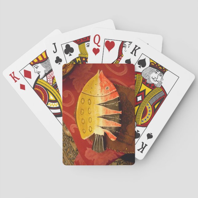Striped Sensation Tiger Barb Fish Art Print Playing Cards (Back)