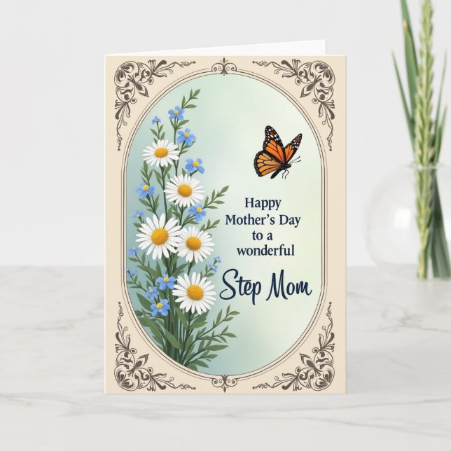 Striped Sepia Scrollwork Card (Front)