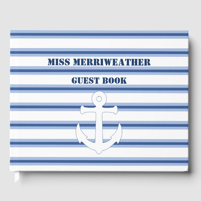Striped Ships Anchor Guest Book (Front)