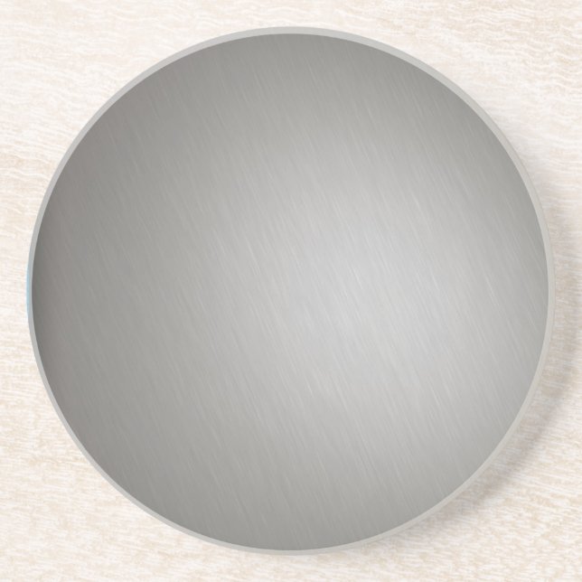 Striped Silver Brushed Aluminum Coaster (Front)