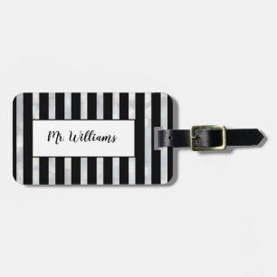 Striped Silver Mr. Luggage Tag