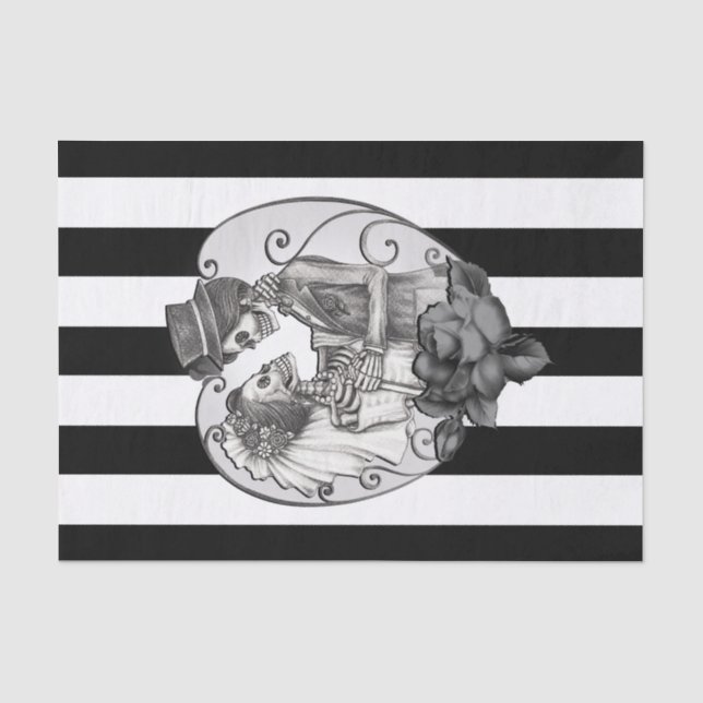 Striped Skeleton Love Couple Marriage Dance Tissue Paper (Front)