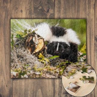 Striped Skunk Fern Log Jigsaw Puzzle