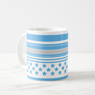 Striped sky blue pattern with stars coffee mug