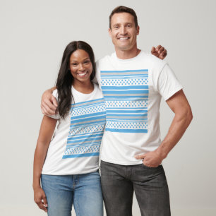 Striped sky blue pattern with stars T-Shirt
