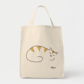 Striped Sleepy Kitty Tote Bag