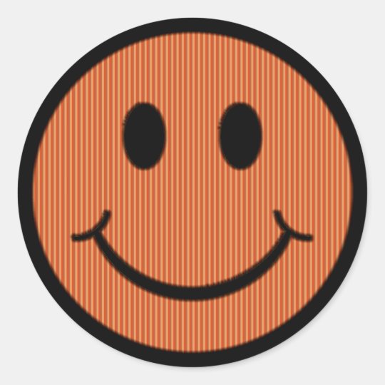 Striped Smiley Face Classic Round Sticker
