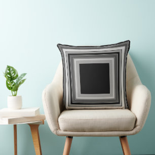 Striped square classic black and white pattern throw pillow