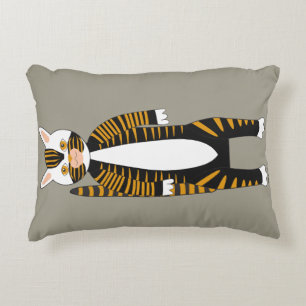 Striped tabby cat asleep or awake.Two sides Accent Pillow