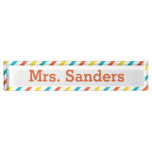 Striped Teacher Nameplate