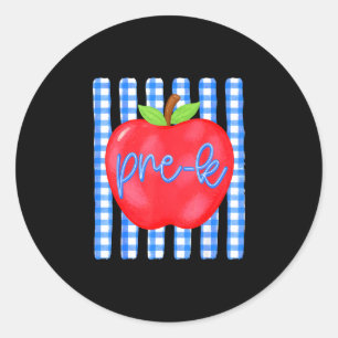 Striped teacher pre-k to preschool back to school classic round sticker
