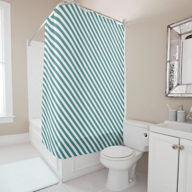 Striped Teal Bath Decor (In Situ)