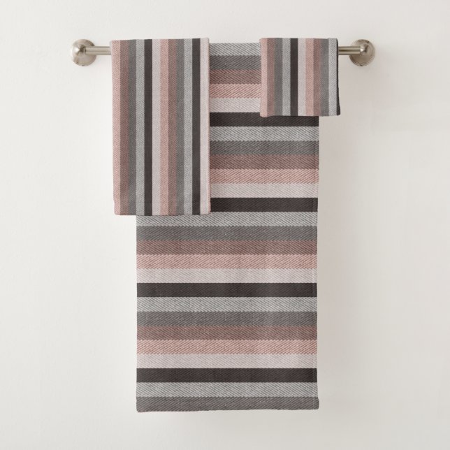 Striped textured herringbone bath towel set (Insitu)