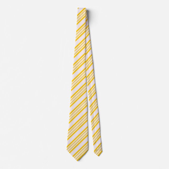Striped Ties For Men White And Yellow (Front)