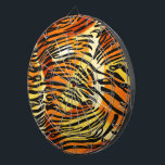 Striped Tiger Fur Animal Print Pattern Dartboard<br><div class="desc">This trendy animal print dartboard features a striped tiger print pattern with black animal stripes on a very bright orange, yellow and cream fur background. Bring out the wild cat in you with this cool feline design. It's the perfect bold, original look for animal lovers. Check our shop for matching...</div>