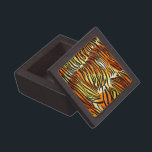 Striped Tiger Fur Print Pattern Jewelry Box<br><div class="desc">This trendy gift box features a striped tiger print pattern with black animal stripes on a very bright orange, yellow and cream fur background. Bring out the wild cat in you with this cool feline design. It's the perfect bold, original look for animal lovers. Check our shop for matching items....</div>